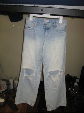 PacSun Light Blue Distressed Wide-Leg Jeans